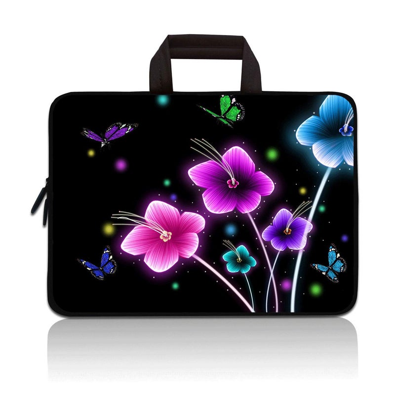 14 15 15.4 15.6 inch Laptop Handle Bag Computer Protect Case Pouch Holder Notebook Sleeve Neoprene Cover Soft Carrying Travel Case for Dell Lenovo Toshiba HP Chromebook ASUS Acer (Colorful Flowers)